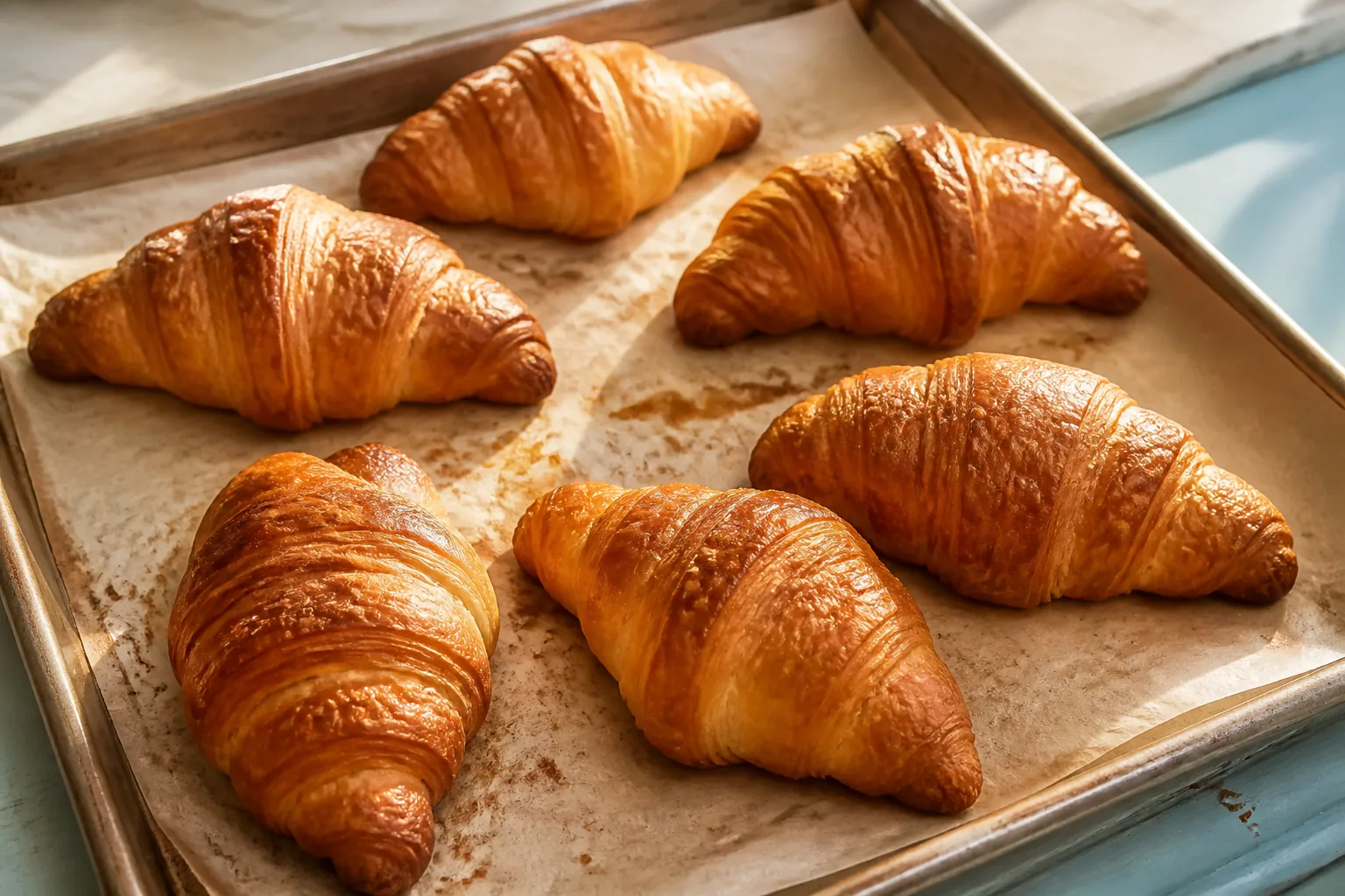 Golden butter croissants fresh from the oven