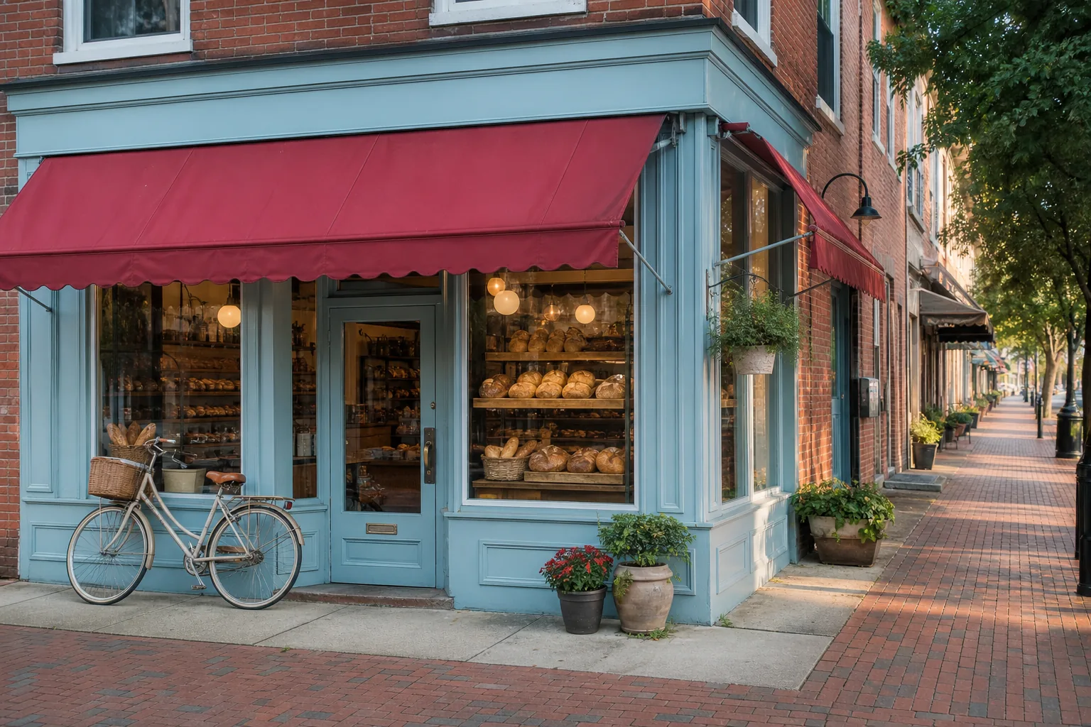Welcoming neighborhood bakery storefront