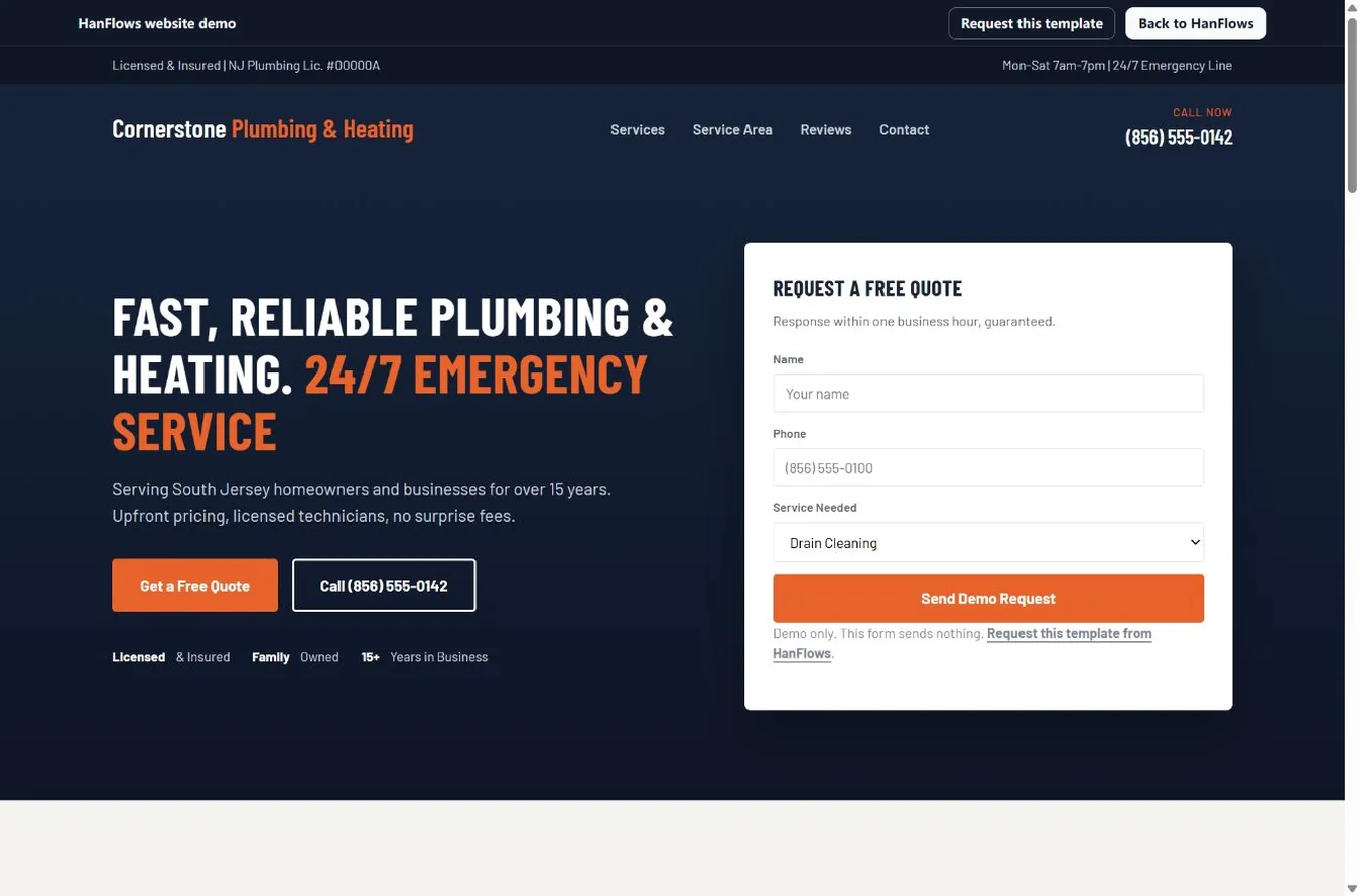 Preview of the Trade and Service Business website template